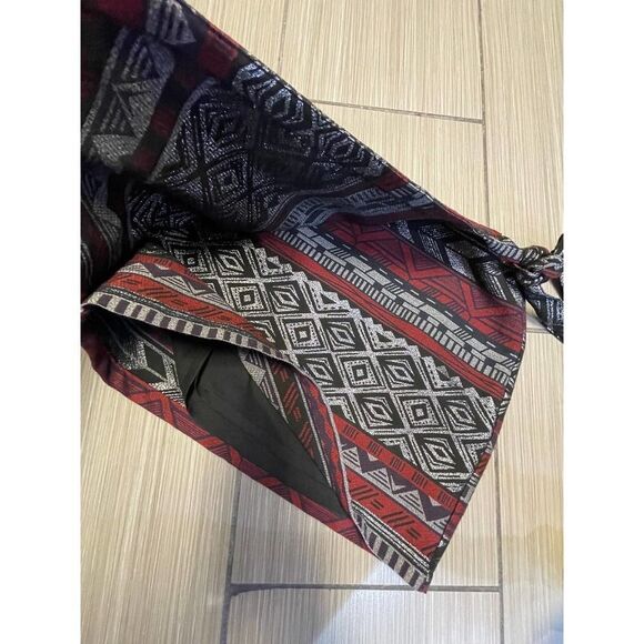 Express Aztec Southwest Wrap Tweed Mini Skirt Womens Sz 6 Stretch Gray Red nwt - Picture 8 of 11